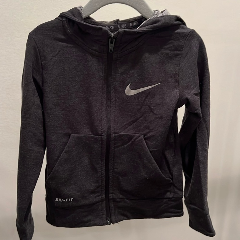 Nike boys charcoal gray dry fit hoodie